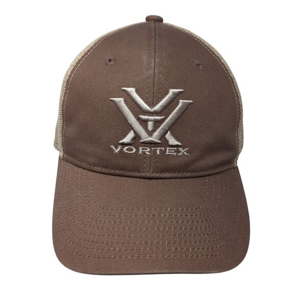 Vortex Snapback Trucker Cap Brown One Size Adjustable Mesh Back Embroidered - Picture 1 of 9